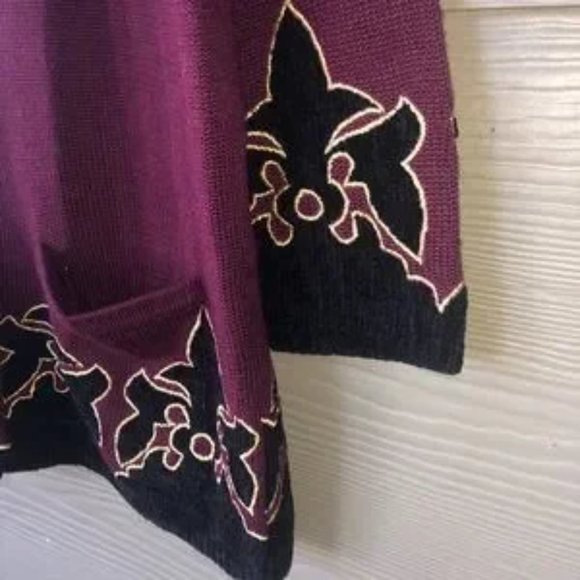 ☀Theomiles wool blend Cardigan Sweater Fleur de Lis Size M - Picture 6 of 12